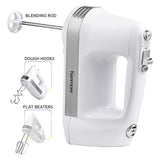 Kenmore 5-Speed Hand Mixer/Blender, 250 Watts, with Beaters, Dough Hooks, Liquid Blending Rod, Automatic Cord Retract, Burst Control, and Clip-On Accessory Storage