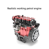 MechPuConToy Mini Metal Engine Model Kit That Runs, GS-L4 Engine Water-Cooled 4-Stroke DOHC Inline Four-Cylinder Engine Model Kit, Physics Science Engine for Adults (Finished Version)
