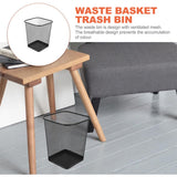 2pcs Black Metal Mesh Wastebasket for Bathroom Office Paper Trash Bin