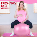 Hungdao 6 Pack 22 Inch Heavy Duty Exercise Balls Inflatable Pregnancy Yoga Pilates & Fitness Ball for Stretching Balance Therapy and Physical Fitness(Pink)
