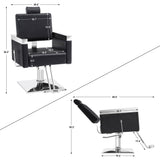 BarberPub Classic Recline Hydraulic Barber Chair Salon Spa Chair Hair Styling Beauty Equipment 3018 (Black)