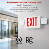 Double Sided LED Emergency EXIT Sign, Exit Combo Remote Capable, Two LED Lights, Backup Battery, US Standard Red Letter, Commercial Grade, 120-277V, FireResistant(UL 94V-0) - 6 Pack