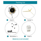 YIJIDECOR Wall Clock for Living Room Decor Decorative Wall Clock with Pendulum Silent Quartz Battery Operated Black Metal Large Clock for Dining Room,Kitchen,Home,Bathroom,Bedroom,13.8x21.3 in