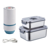 Electric Mason Jar Vacuum Sealer Kit, One-Touch Mason Jar Sealer for Wide Mouth & Regular Mouth Mason Jars, with 2 Date-Recordable Stainless Steel Food Storage Containers for Food Preservation