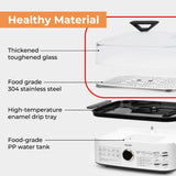 Hxankit 450C/842F Electric Food Steamer,Superheated Steam Cooker, 40% Less Fat, Premium Borosilicate Glass Lid, 10 One-Touch Presets, No Descaling 2+ Years, Real-Time Temp Display, 8 Qt 1800W White