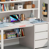Stylish 140cm Desk with Sideboard Modern Study Table with 3 Drawers Home Office Furniture Compact Computer Desk No Chairs Included Perfect for Small Spaces