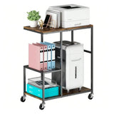 hezhuhe2258 Pc Stand 3-Tier PC Tower Stand CPU Holder Cart, Mobile Printer Table with Wheels, Multifunctional Storage Shelf for Home Office Kitchen