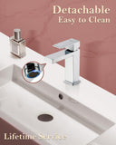 KUZOR Bathroom Faucets Stainless Steel, 5-Minutes Installation, Single Hole Sink Faucet for Bathroom/Vanity/Rv - 4.33 in Spout High - Chrome