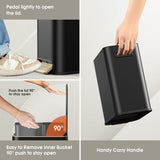 Small Bathroom Trash Can with Lid Soft Close, 5L / 1.3 Gallon Slim Garbage Can with Removable Inner Bucket