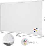 Extra Large Bulletin Board 96" x 48", Felt Pin Board, Warm White