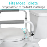 Vive Toilet Safety Rail - Adjustable Grab Bar - Compact Support Frame with Handrail for Bathroom Toilet Seat - Easy Installation for Handicap Senior Bariatrics, Elderly Balance - Padded Hand Armrest