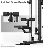 DONOW Smith Machine with Weight Stacks, Multi Function Home Gym System Training Power Cage Squat Rack Dual Cable Crossover Machine All in One