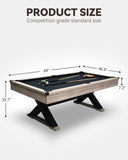 7 FT Pool Table, 84" Billiard Tables with 2 Cue Sticks, Billiard Balls, Cues, Cleaning Brush, X-Legs