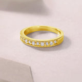 Oseew Created Diamond Eternity Ring Wedding Gold Band Gold Engagement Ring band for womens(yellow gold)