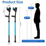 FUSHIDE Forearm Crutches for Adults,Crutches for Men or Women, Lightweight Elbow Crutches, 10-Level Adjustable Height, 3-Part Removable Crutches with Rubber Handles & Comfortable Grip, 1Pair