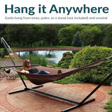 Sunnydaze Soft-Spun Polyester Rope Double Hammock for Outside - 600-Pound Weight Capacity Extra Large Hammock - Mocha