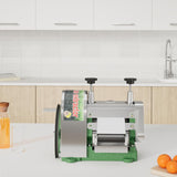 H-YEEU Manual Sugar Cane Juicer Machine, Stainless Steel Sugar Cane Juicer Press with 3 Rollers, 2 Inch Large Inlet, 110 LBS/H Output, Hand Crank Sugar Cane Squeezer for Home & Commercial Shop Use