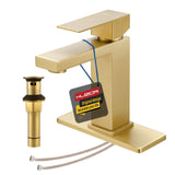 KUZOR Single Hole Bathroom Sink Faucet with Pop-Up Drain, Brushed Gold
