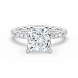 Princess Cut Moissanite Engagement Ring, Side Accents, 3CT Silver Size 6.5