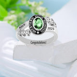 Oseew Personalized Class Rings 2027 College Graduation Ring（White Gold）