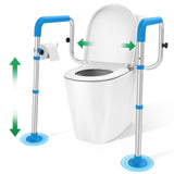 Loyoda Toilet Safety Rails with Big Non-Slip Foot Pads, Adjustable Width & Height Toilet Safety Frame, 350 LBS, Toilet Handles for Elderly and Disabled