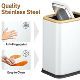 Trash Can with Swing Lid, Rustproof Stainless Steel Small Garbage Can for Narrow Spaces & Toilet Side