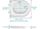 SADALAK D/U Shape Toilet Seat,Soft Close and Quick-Release for Easy Cleaning Toilet Seats Cover,Stable Hinge Design to prevent shifting -White Elongated Toilet Lid