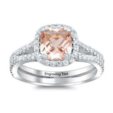 Oseew Customs10k rose gold Double band morganite rings for women Gold morganite engagement ring (white gold)