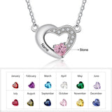 Oseew Personalized Heart Birthstone Necklace for Women 10K 14K 18K Solid Gold Engraved Name Birthstone Necklace Birthday Christmas Mother's Day Jewelry Gifts for Her