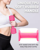 Adjustable Dumbbells Set, 4 in 1 Hand Weights Set for Women Men 10 LB Dumbbell Pair Each 2lbs 3lbs 4lbs 5lbs Weights Dumbbells Set with TPU Soft Rubber Handle for Home Gym Exercise Fitness - Rose