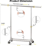 VIPLEEO Clothing Garment Rack Capacity 550LBS Rolling Clothes Rack on Wheels - Heavy Duty Commercial Storage Organizer - Mobile Clothes Rack with Multifunctional Design (Silver)