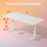 71 x 30 inch Electric Standing Desk Adjustable Height, 4 Memory Height Settings