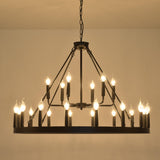 ELGOBST Wagon Wheel Chandelier 40In 22-Light Height Adjustable Large Modern Industrial Black Farmhouse Chandeliers and Dining Room Living Room Ceiling Pendant Island Light Fixture