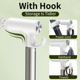 Blissfuhue Hands Free Adjustable Hair Dryer Stand, 17-51in Height & 360° Swivel, for Countertop and Floor Use, Heavy-Duty Blow Dryer Holder with Hook, Fits Most Hair Dryers for Home, Vanity, Bathroom