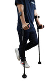 KMINA Forearm Crutches for Adults (x2 Units), Open Cuff, Extra Comfort with Hand Grip and Wide Tip, Adjustable Height, Aluminum, Orthopedic, Made in Europe
