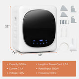 COSTWAY Portable Clothes Dryer, 1.5 cu.ft Compact Drying Machine with Stainless Steel Tub & LED Touch Panel, 800W Electric Laundry Dryer with Intelligent Programs for Apartment, Home, Dorm & RV, White