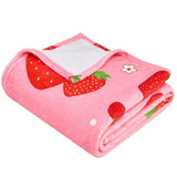 Wajade Kids Pink Strawberry Throw Blanket for Girls Teens Women Soft Fuzzy Flannel Bed Blanket for Kids Adults Plush Christmas Birthday Gifts 50”x60”