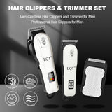 LQT Hair Clippers for Men, Professional Barber Clippers and Trimmer Set, Mens Cordless Clipper, 3 pcs setHair Cutting Kit for Men