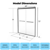 GarveeLife Double Sliding Shower Door 56-60 Inch W×72 Inch H Framed – Matte Black Aluminum Frame Bypass Shower Door with 8mm Tempered Glass, Easy Clean Coating for Bathroom