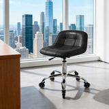 Rolling Stool Chair with Wheels, Height Adjustable Stool with Back Support, Office Drafting Chair with PU Leather Cushion