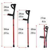 Lightweight Foldable Forearm Crutch, Aluminum Walking Stick,Height Adjustable, Ergonomic Handle with Comfortable Grip 2ZG-02BM (Red)