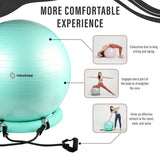 NEUMEE Yoga Ball Chair with 65cm Exercise Ball & 2 Resistance Bands, Stability Base for Home Office, Yoga, Pilates & Fitness, Balance Ball for Posture, Core Strength & Low Impact Workouts (Teal)
