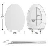 PUKANIUM Toilet Seat Elongated, Toilet Seats with Cover Quiet Close, Never Loosen Bumpers, Easy Removing and Cleaning, White, 18.5"L x 14"W