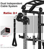 DONOW Smith Machine with Weight Stacks, Multi Function Home Gym System Training Power Cage Squat Rack Dual Cable Crossover Machine All in One