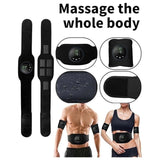 Muscle Fitness AB Belt, 12 Modes & 19 Intensity, Firming & Strengthening Workout Equipment for Abs, Arms, Suitable for Fitness Enthusiasts (Black 2pcs)