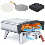 MELLCOM 20" Outdoor Gas Pizza Oven - Pull Out Handle & 360° Automatic Rotating Pizza Stone, Including Pizza Peel, Carry Bag