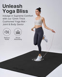 YOTTOY Large Yoga Mat (75 * 52 * 1/2inch),Extra Wide TPE Exercise Mat,Non-Slip Workout Mat for Pilates, Fitness, Barefoot, Home Gym Studio with Strap and Towel