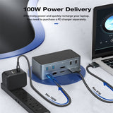 WODHAZNC 14-in-1 C Docking Station PC Computer Accessories Extensor Hub Laptop Type-C SD/TF Slot
