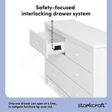 Storkcraft Alpine 6-Drawer Dresser (White) – GREENGUARD Gold Certified, White Dresser for Bedroom, Kids & Nursery Storage Drawers, Safety Interlocking Drawers, Pre-Installed Tracks, Kids Bedroom