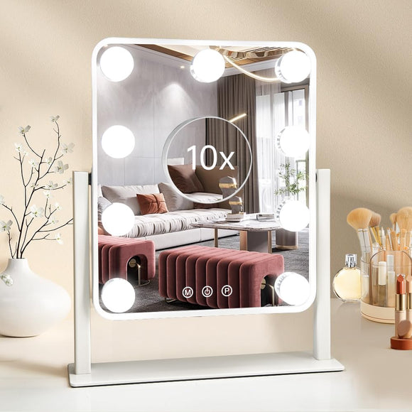 Vanity Mirror with Lights,Tabletop Makeup Leadzones